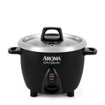 Aroma Housewares Select Stainless Rice Cooker & Warmer with Uncoated Inner Pot, 3-Cup(uncooked)/6-Cup(cooked)/ 1.2Qt, ARC-753SGB, Black