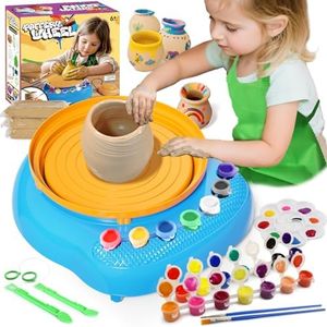 Vinkp Pottery Wheel for Kids - Complete Pottery Painting Kit Arts and Crafts for Kids Ages 8-12 with Air Dry Clay Art Supplies for Girls Boys Toys Birthday Christmas Gifts for 6 7 8 9 10 11 12 - Blue