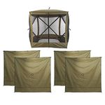 CLAM Quick Set Traveler, 6 x 6 Foot Portable Pop Up Outdoor Camping Gazebo Screen Tent, Canopy Shelter with Carry Bag and Wind Panels (4 Pack), Green