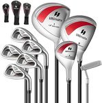 GYMAX Complete Golf Club Set for Women, 12 PCS Right Hand Golf Set with #1 Driver & #3 Fairway & #4 Hybrid & #6/#7/#8/#9/#P Irons, Putter & Head Covers, Ladies Golf Clubs Full Set (Red, Clubs Only)