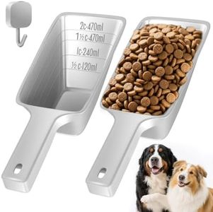 Food Scoop, Cup Capacity Dog Food Scooper With Measuring Lines For Dog, Puppy and Cat Coffee Bean Scoop, Flour Scoop 2 Pack (Grey)