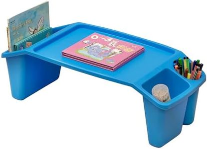 Portable Kids Lap Desk Tray, Activity Table with 3 Compartments for Art, Coloring, Writing, Eating, and Road Trips, Blue