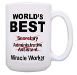Administrative Assistant Secretary Coffee Mug Miracle Worker Secretary Day Gifts 15-oz Mug Cup White