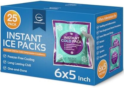 Instant Ice Cold Pack (6” x 5”) - 25 Packs Disposable Instant Ice Packs for Injuries | Cold Compress Ice Pack for Pain Relief, Swelling, First Aid, Toothache, & Outdoor Activities -Subscribe & Save