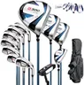 PGM Men's G300 Complete Golf Club Set - Titanium #1 Driver, Draw-Biased Hybrid, High-Strength Iron Set, High Forgiveness Putter, with Stand Bag (Right-Handed, 12Pcs Clubs-Regular)