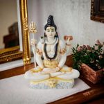 KRISHNAGALLERY1 Marble Dust Shiv Shhanker Bholenath Mahadev Murti Statue Idol for Home Poja Room Gifted Piece Office Decor Shiv Ji Murti Idol 8 Inches