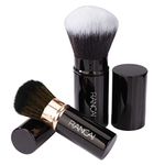 Retractable Makeup Brush Telescopic Face Brush Professional Powder Brush Portable Blush Brushes for Applying Foundation, Powders and Mineral Cosmetics 2 Pieces (Black)