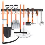 HORUSDY 64 inch Garden Tool Storage | Garden Tool Rack | Wall Mount Tool Organizer | Hangers for Mop and Broom Holder Shovel, Rake, Broom Etc.