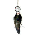 Dream Catcher Car Rear View Mirror Pendant Car Charm with Crystal Beads Small Dream Catchers for Rearview Mirror Hanging Kids Bedroom Decor (Black)