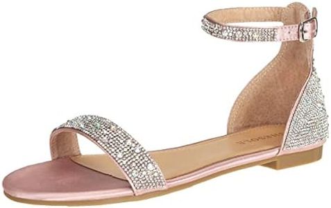 SheSole Women's Sparkly Rhinestone Strappy Flat Sandals Bridal Wedding Dress Shoes Champagne Size 11