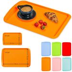 BuzzTrove Non Slip Serving Trays - S/M/L Unbreakable Plastic Dinner Tray | Trays for Tea & Snacks | Easy to Stack, Dishwasher Safe, 12-Month Guarantee (Orange, 1 x Medium (43.3 x 30.5 cm))