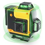 Laser Level, FELLAT 4x360°4D 16 Lines Green Laser Level for Construction, Two 360° Vertical and Two 360°Horizontal Laser Level with Pulse Mode, Remote Controller and Two Rechargeable Battery