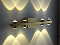 FILLISKA® LED Luxurious Indoor UP/Down Wall Light Warm White, Shockproof & Rustproof Alluminium Body (4 Up & 4 Down Luxurious Gold)