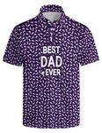 BONLOR Shirts for Dad Golf Shirts Dry Fit Short Sleeve Print Shirts Funny Dad Polo Shirts Quick-Dry Collared Shirt XL, Purple