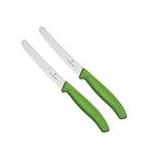 Victorinox Swiss Classic 4.3 Inch 2 Piece Tomato and Table Knife Wavy Edge Green