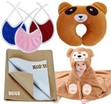 First Kick New Born Baby Gift Set Combo Pack for Baby Boys and Baby Girls Pack of 6 Pcs Camel Monkeys Brown