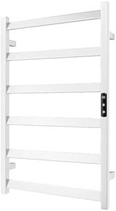 USOR Towel Warmer Wall Mounted with Built-in Timer 6 Bars Electric Stainless Steel Heated Towel Racks for Bathroom, Hardwired & Plug-in, Temperature Multi-Level Adjustments (White))