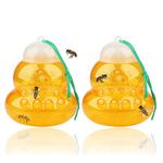 2 Pack Wasp Trap Hornets, Yellow Jackets Wasp Repellent, Hornet Trap, Bee Traps Wasps, Wasp Traps for Outdoors, Effective and Reusable, Safe and Natural, No Bottom Seam