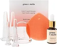 Facial Cupping (7-Pc Set) - Face Cupping Set - Facial Suction Cups With Jojoba Oil & Cleansing Brush To Reduce Appearance Of Fine Lines - Face Suction Cup Set For Lymphatic Drainage by grace & stella