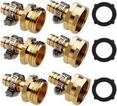 Twinkle Star Heavy Duty Brass 1/2" Garden Hose Mender End Repair Connector with Stainless Clamps, Male and Female Garden Hose Fittings, 3 Sets