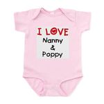 CafePress I Love Nanny and Poppy Infant Bodysuit Cute Infant Bodysuit Baby Romper Petal Pink