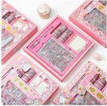 Washi Tape Set - 100 Pcs Designer Decorative Masking Tapes with 20 Pcs Kawaii Stickers, Tweezer, Pen and Spatula in 3 Layer Box, Tapes for DIY Art & Crafts, Wrapping (Multicolor) (Design 46) 2024