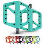 IMPALAPRO - Bike Pedals Nylon Fiber Selaed Bearing 9/16" - Non-Slip MTB pedals - Lightweight and Wide Flat Platform cycling Pedals for BMX Road MTB E-Bike (Turquoise)