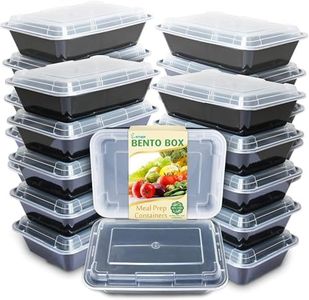 Enther Meal Prep Containers Single 1 Compartment with Lids, Food Storage Bento BPA Free | Stackable | Reusable Lunch Boxes, Microwave/Dishwasher, Freezer Safe,Portion Control (28 oz), Black and Clear