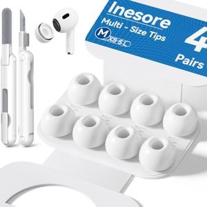 Inesore 4 Pairs Replacement Ear Tips for AirPods Pro 2nd/1st (Medium-White)