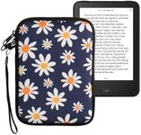 kwmobile Neoprene e-Reader Pouch Size 6" eReader - Universal eBook Sleeve Case with Zipper, Wrist Strap - Blue/White/Yellow