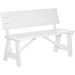 Outsunny Wooden Garden Bench for Outdoor, 2-person Patio Bench, Loveseat Furniture for Lawn, Deck, Yard, Porch and Entryway, White
