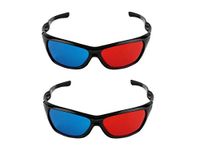 Jambar Red-Blue 3D Glasses 2 Pcs. Pack Cyan Anaglyph Simple Style for Red & Blue Glasses for TV/Computer/Projector/Magazine