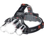 Blukar Head Torch Rechargeable, 8000L Super Bright Headlamp with 3 Lights 5 Modes, 4400mAh Capacity Up to 18hrs Runtime - IPX6 Waterproof Adjustable Focus Headlight for Running, Hiking, Fishing etc.