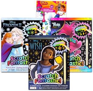 Disney Wish Scratch Art Book for Girls - 3 Scratch Books for Kids Featuring Disney Wish, Trolls, and Disney Frozen with Trolls Sticker Pack (Color Reveal Books for Kids)