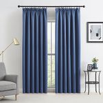 Beauoop Navy Blue Pencil Pleat Full Blackout Window Curtain Panels 72 Inches Long Thermal Weave Energy Efficient Noise Reducing Rod Pocket Drapery Window Treatment Set for Bedroom, 2 Panels, 46"x72"