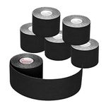 Kinesiology Tape - 6 Rolls Set, Lychee Elastic Therapeutic Sports Tape for Shoulder, Knee, Elbow Pain Relief, Latex Free, Water Resistant, Breathable, 2" x 16.4 feet Per Roll (Black)