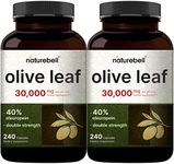 2 Pack Olive Leaf Extract 30000mg, 480 Total Capsules | 40% Active Oleuropein, 50:1 Herbal Equivalent – Rich in Polyphenol & Flavonoid Antioxidants for Immune & Heart Health – Non-GMO