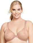 Glamorise Women's Plus Size Wonderwire Lace Front-Closure Underwire #9245, Cappuccino, 38C