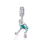 ZiNuo Charm Beads 925 Sterling Silver Coffee Cup Charms Enamel Crystal Love Zircon Charm Valentine's Day Gift Charms for Pandora Bracelets&Necklaces (Wine Glass Charms)