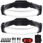 Headlamp Rechargeable,Ultra Bright Upgrade 1500 Lumens 6 Modes Head Lamp Led Rechargeable with Taillight(Individual Control),230°Wide Beam Waterproof Headlamps for Adults Outdoor Camping Running