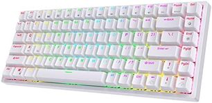 RK ROYAL KLUDGE RK84 Wireless Bluetooth/2.4Ghz 75% RGB Mechanical Gaming Keyboard, Three Modes Connectable Keyboard with Hot-Swappable Quiet Red Switch White