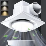 Bathroom Exhaust Fan with Light, Upgraded Bathroom Fan with 30W 3 LED Lights Combo 6500K/4500K/3000K Energy Saving 1.0Sone Damper Design Household Ventilation Fans for Bath Ceiling Mount(12" Cover)