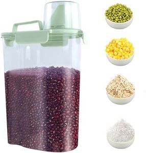 2 Piezas Botes Cocina Almacenaje, 2L Plástico dispensador Cereales, Contenedor hermético de Almacenamiento con Taza medidora, para Arroz, harina, Cereales, Pasta, 11 * 5.9 * 1.57 in (2)