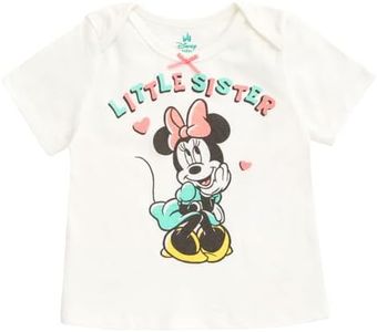 Disney Minnie Mouse Infant Baby Girls Matching Family T-Shirt White Little Sister 24 Months
