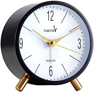4 inches Super Silent Alarm Clock,FLOITTUY Classic Black Beep Wake Round Alarm Clock with Night Light,Battery Operated,Easy Set Entry Lux Stylefor Desk, Bedroom and Home Decoration