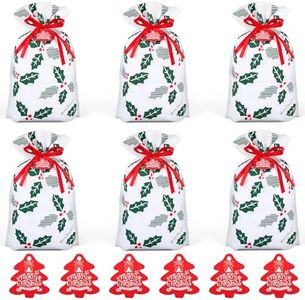 Belle Vous Pack de Bolsas para - 6x Bolsa con Cordon Medianas para Envolver Regalo Navideño Golosina Chuche Galleta o Detallito para Regalar