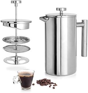 Mixpresso Stainless Steel French Press Coffee Maker 27 Oz 800L Double Wall Metal Insulation Coffee Press &Tea Brewer Easy Clean, And Easy Press, Strong Quality Coffee Press (Stainless Steel)