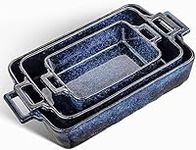 VICRAYS Ceramic Bakeware Set, Porcelain Rectangular Baking Dish, Baking Pan Lasagna Pans Casserole Dish Set for Cooking, Kitchen, Cake Dinner, Banquet and Daily Use, 3 PCS, 15 x 8.5 Inches(Blue)