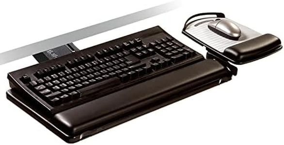 3M Easy Adjust Sit/Stand Keyboard Tray with Adjustable Platform, 58.42cm Track, Antimicrobial Gel Wrist Rests (AKT180LE)