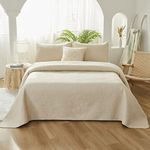 Brandream Beige Quilt King Size 100% Cotton Luxury Chic Boho Sunflower Bedding Set Lightweight Matelasse Coverlet Set 3-Piece